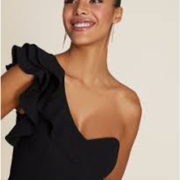 LE CHATEAU Wide Leg Bustier Jumpsuit With One-Shoulder Ruffle - Picture 4 of 14